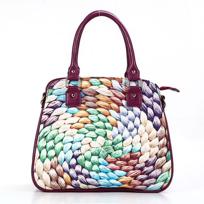2015法莱曼莎最新款sm049草编手提单肩斜跨环保印花仿皮时装女包