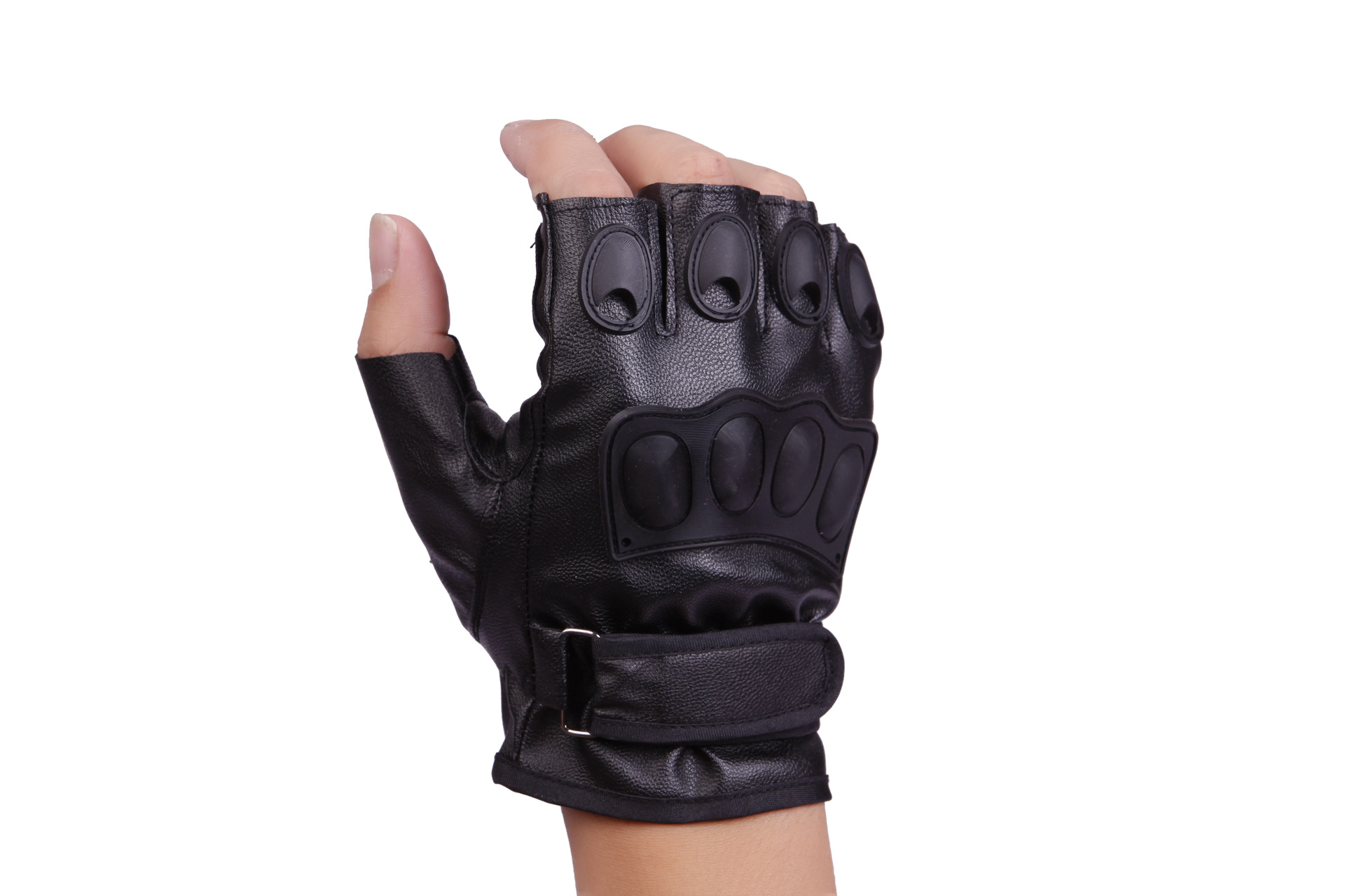 健身半指手套全pu手套硬壳半指手套骑行防滑战术半指手套厂家直销