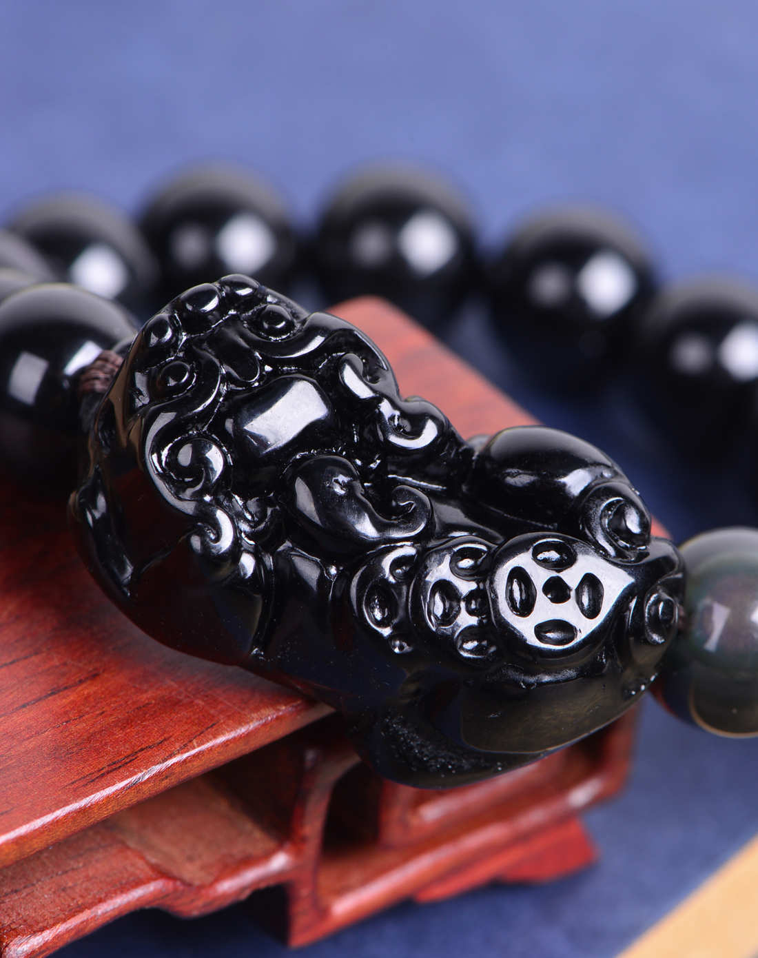 开光天然水晶黑曜石貔貅男女款手链双彩眼招财辟邪本命年转运