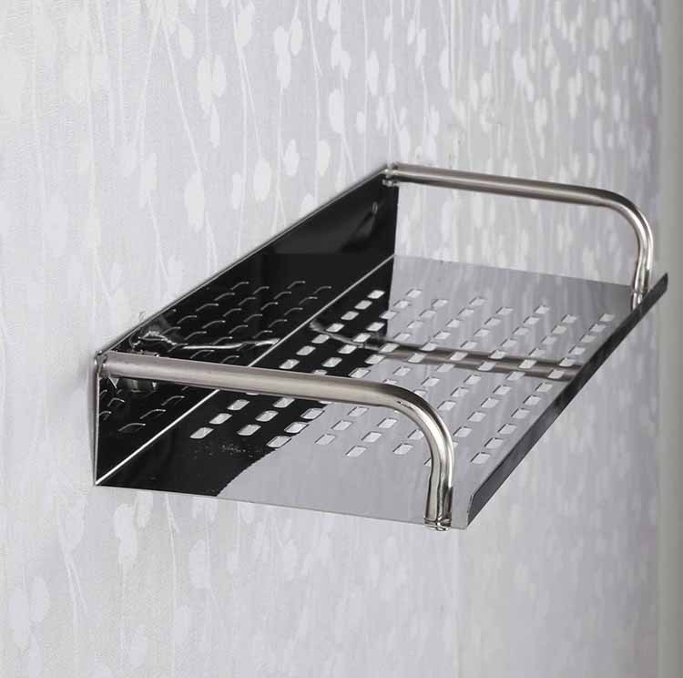 厂家直销不锈钢加厚置物架厨房架卫生间架多用挂墙架单层挂壁托盘