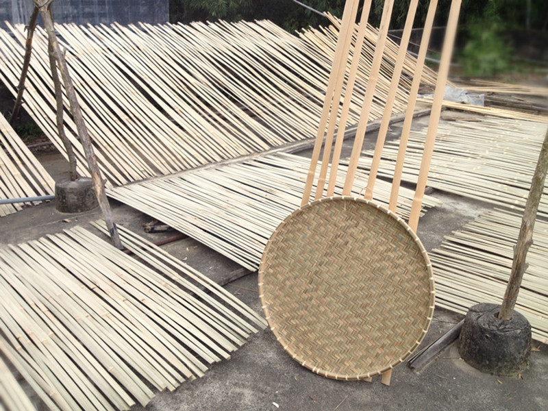 60厘米竹簸箕竹筛子天然手工植物藤扎边头层竹篾青圆簸箕批发