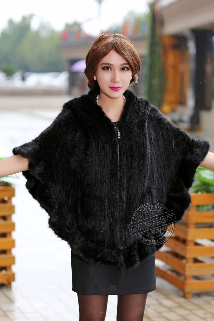 厂家批发进口水貂毛斗篷外套披肩欧美**促销