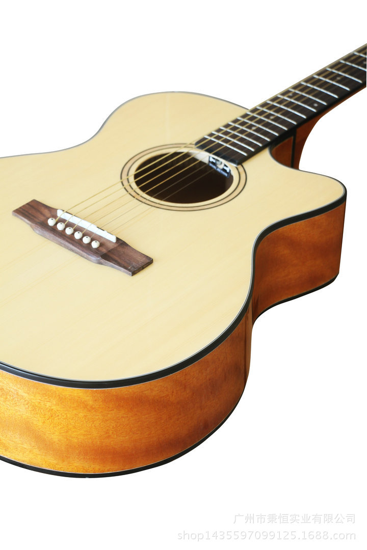 40寸民谣吉他云杉桃花芯高端亮光合板琴