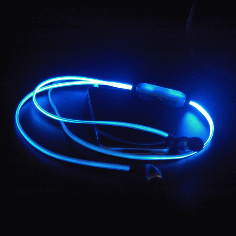 led发光耳机玻璃纤维扁线发光耳机|一款怎么都折不断光的发光耳机