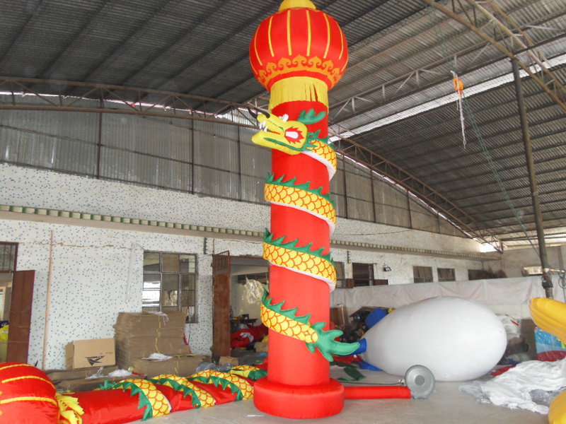 8米盘龙柱 盘龙柱充气灯笼柱 节日庆典气模盘龙柱