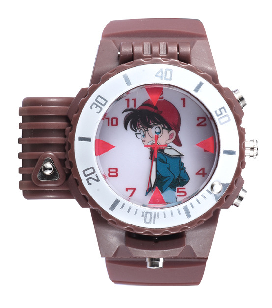 柯南运动激光手表 红外线弹盖放大镜手表