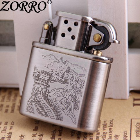 佐罗zorro打火机防风复古纯铜双面太子机z506604长城