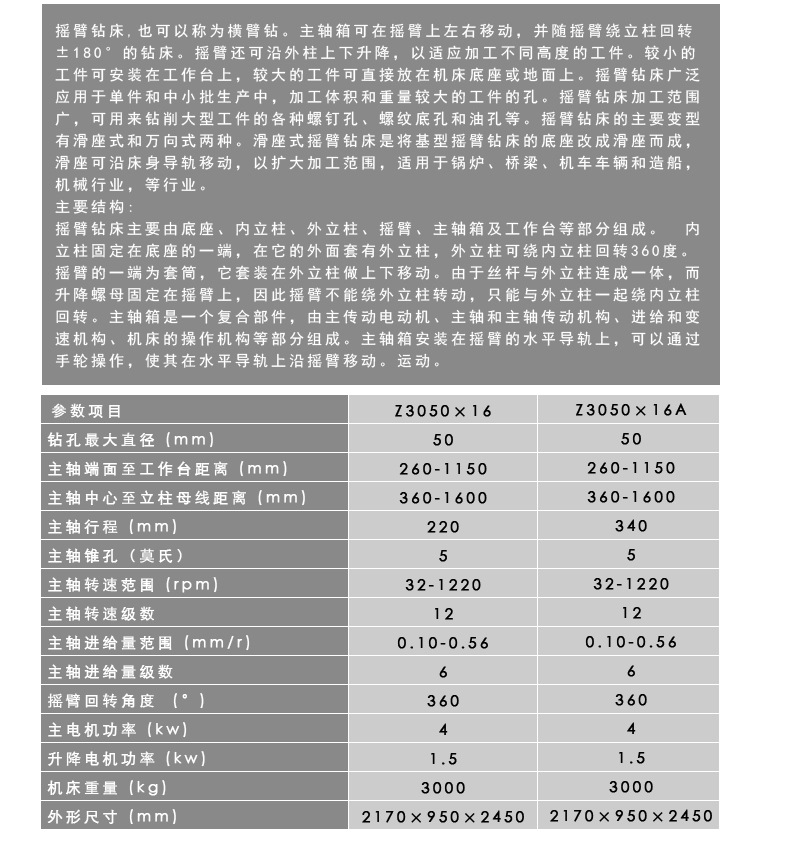 z3050×16摇臂钻床|厂家|说明书|价格