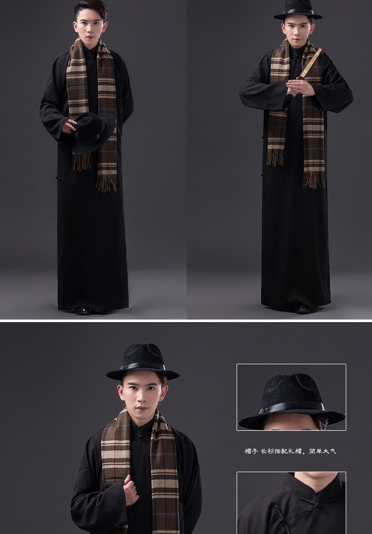 古装民国五四青年长衫先生相声服马褂男士演出服多色长袍批发