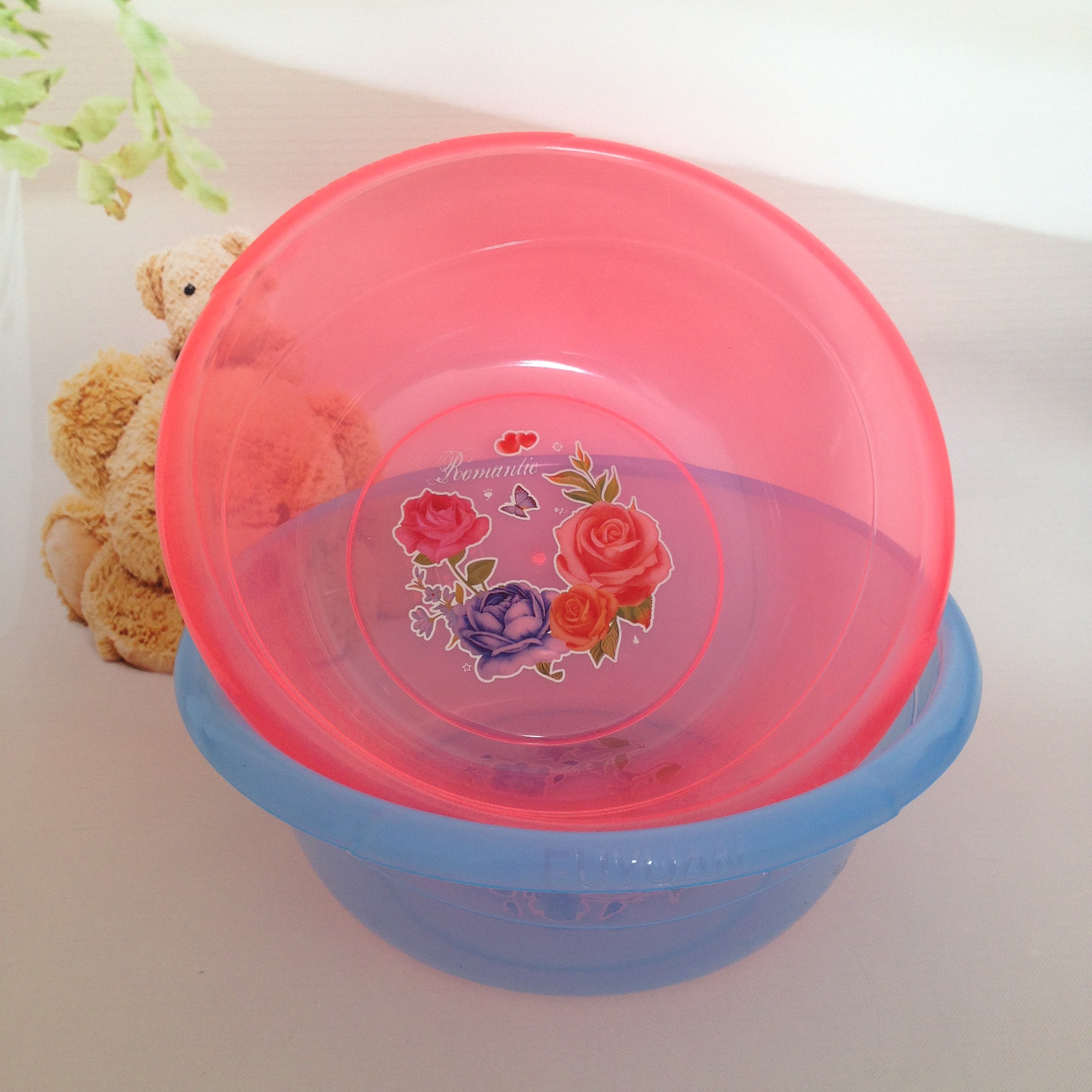 厂家直销37cm家用塑料洗衣洗脸盆 透明糖果色时尚赠品盆广告盆