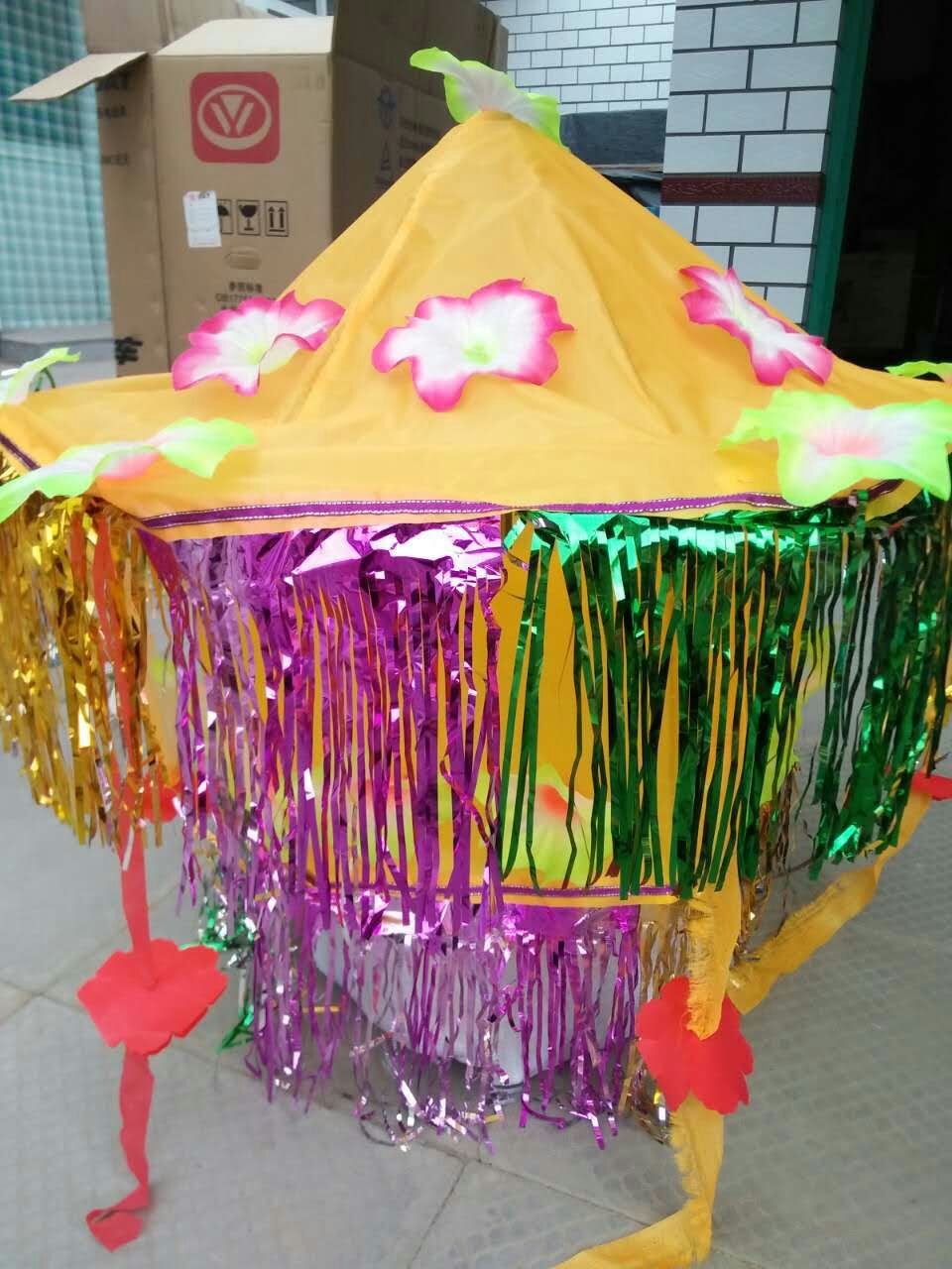 厂家现货供应黄罗伞 批发殡葬用品 80cm双层新品六角伞 殡葬用品