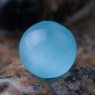 桑茵 蓝猫眼散珠 diy手工饰品 合成蓝色猫眼石半成品 批发