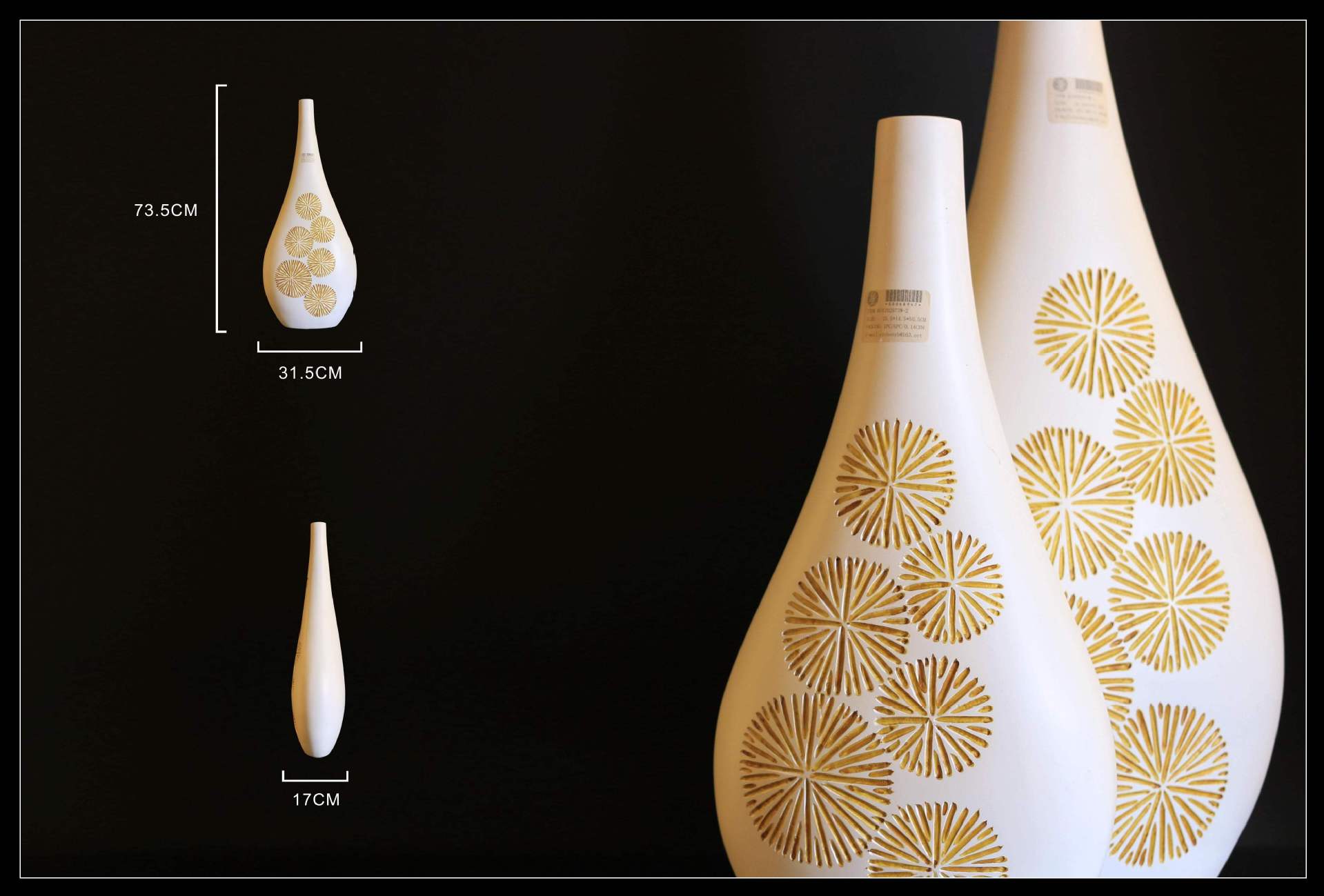 雅智树脂工艺品 树脂摆件 白色水滴型冰花花瓶 工艺花瓶 厂家直销