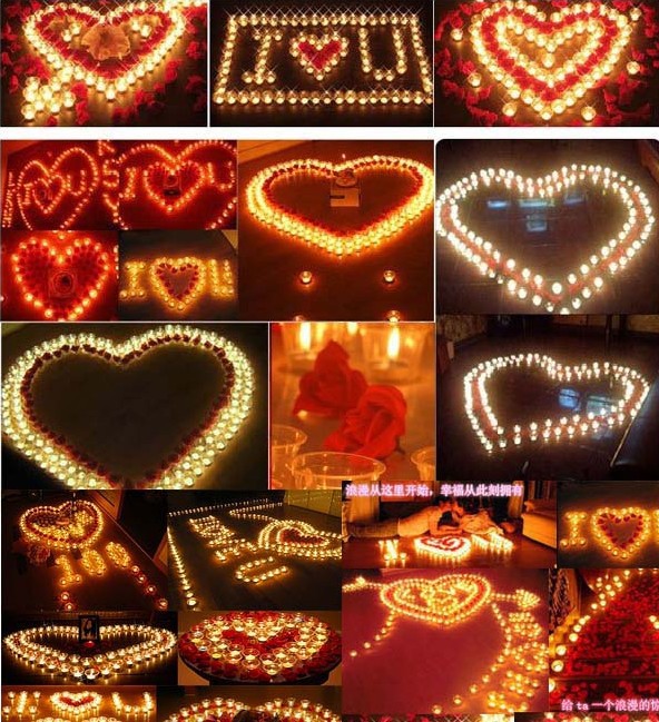 50个装茶蜡批发 给惊喜生日无烟香味蜡烛 浪漫求婚摆爱心图 2小时