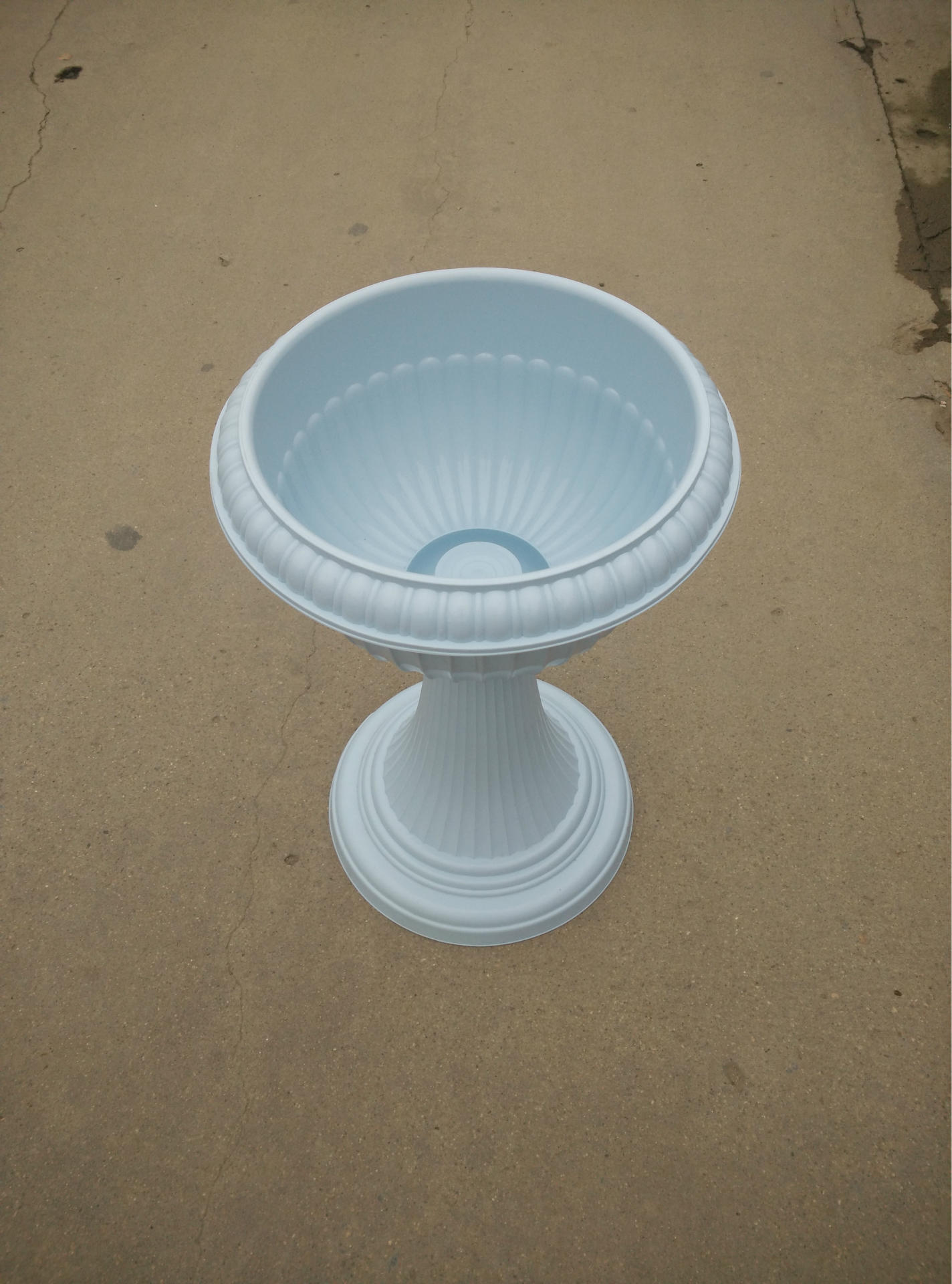 绿城高脚盆550 白色圆形塑料花盆 无孔碗莲花盆欧式