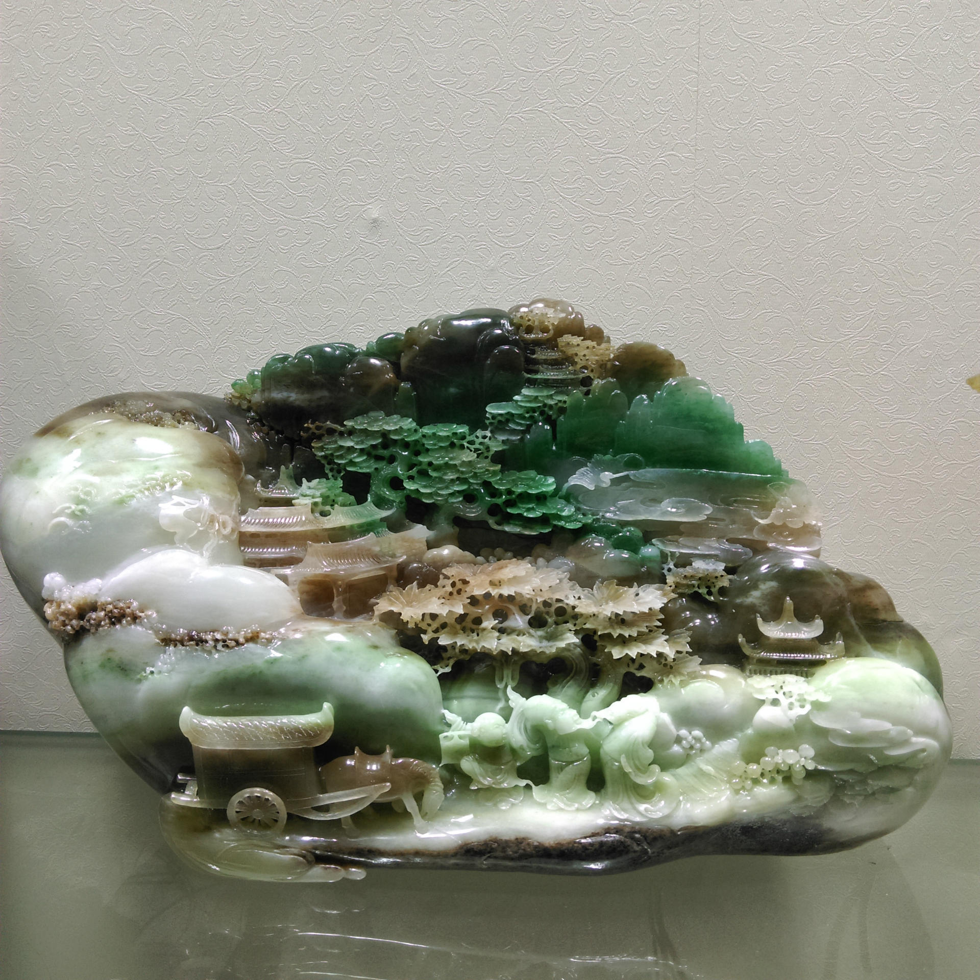 商务礼品南阳独玉 独山玉 摆件 天蓝细白三色料送友人摆件