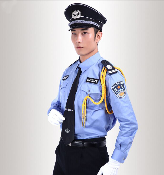 产品信息 名称:  物业小区保安服蓝色长袖衬衫 品牌: 海潮  货号: ba