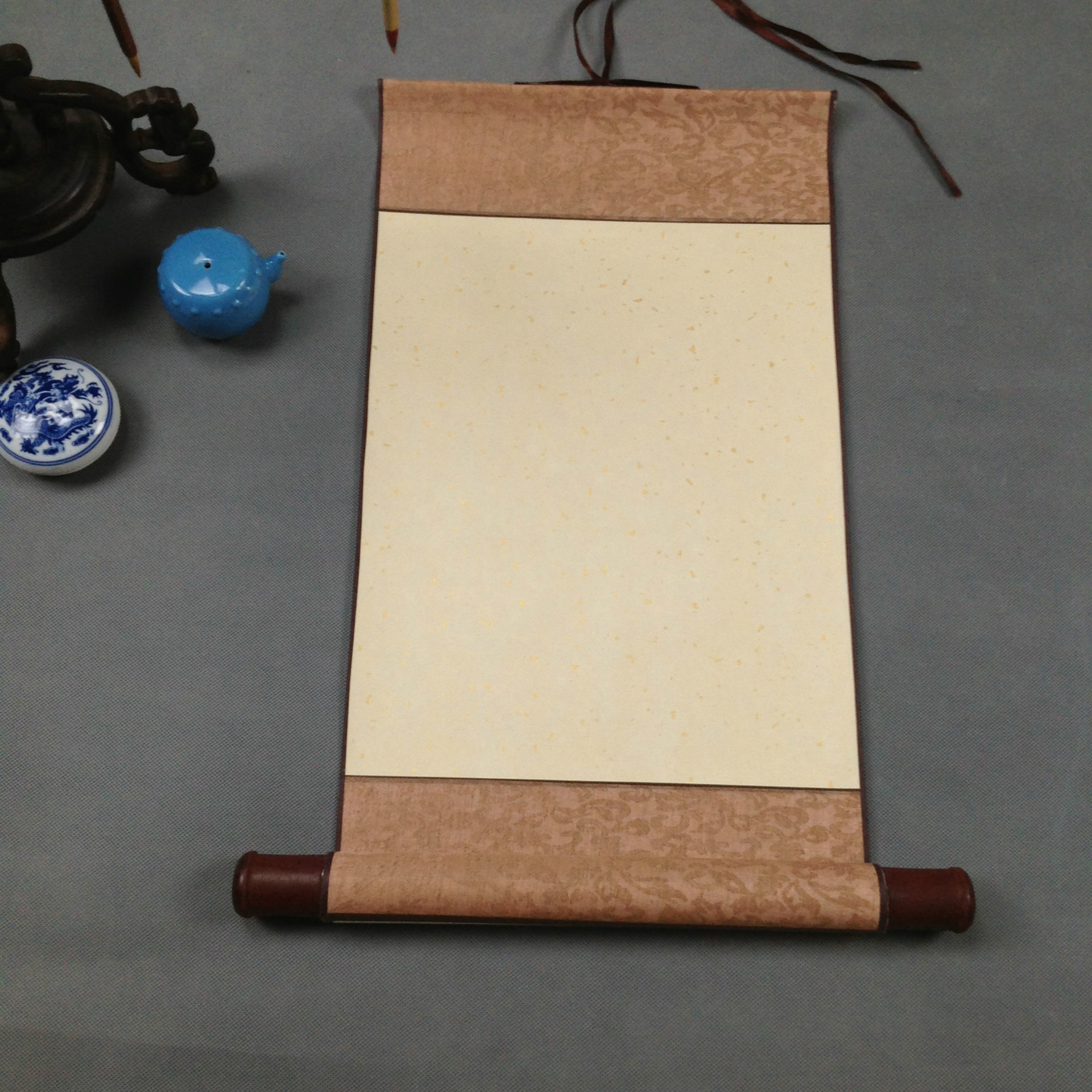 空白挂轴 卷轴 书画生宣纸 画轴装裱 迷你小卷轴 厂家直销 批发 - 办