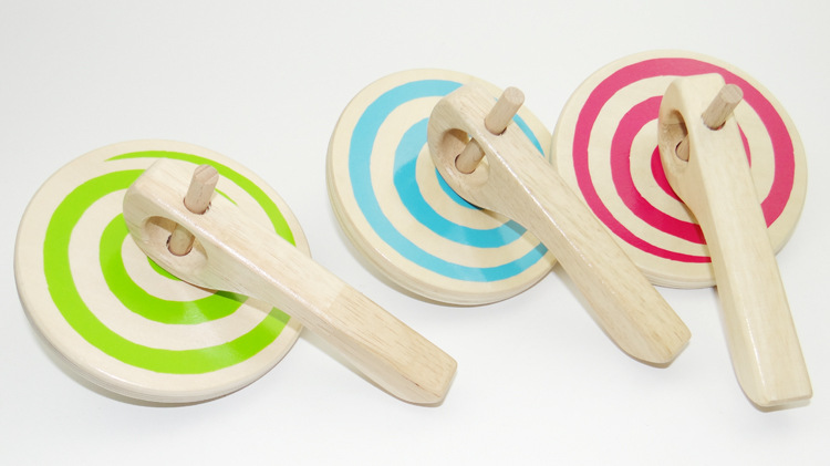 儿童益智玩具_厂家木制精品拉线陀螺传统益智