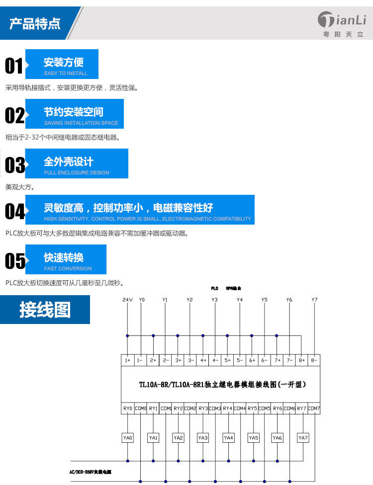 买10送1 8路日式220V独立继电器模组 8路10A一开继电器模组直销 PLC放大板,继电器模组,粤之阳PLC放大板,板式PLC,继电器模组