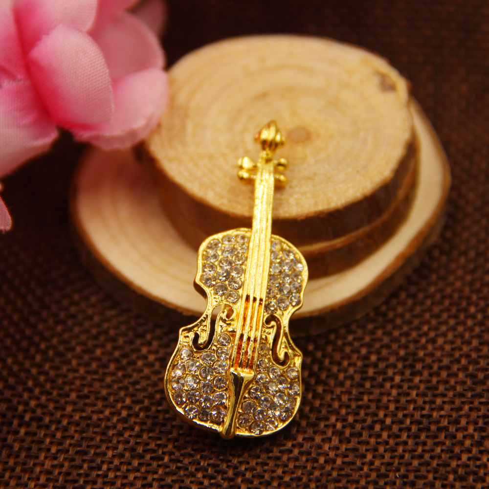 英伦风男女生吉他胸针小西装外套百搭配饰水钻别针个性情侣饰品
