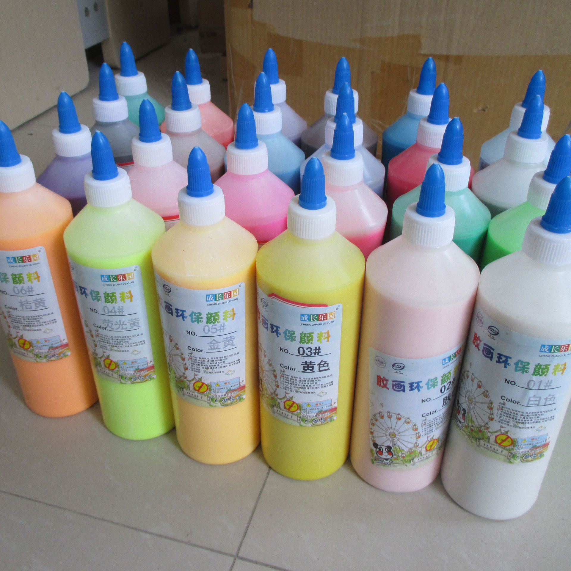 胶画颜料 环保彩绘油膏 烤画儿童颜料配件批发 24色 500ml