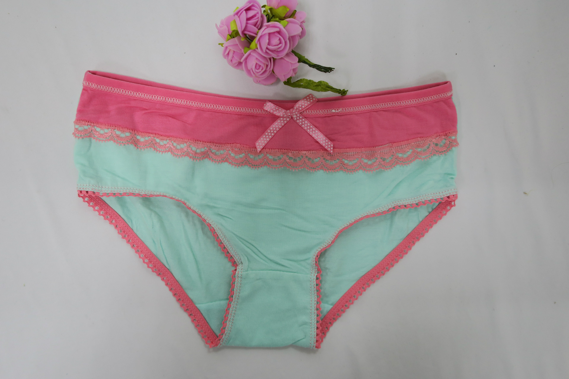 厂家直销仟洋 内裤双色 花边蝴蝶结 弹力超好 女生女士内裤 7002