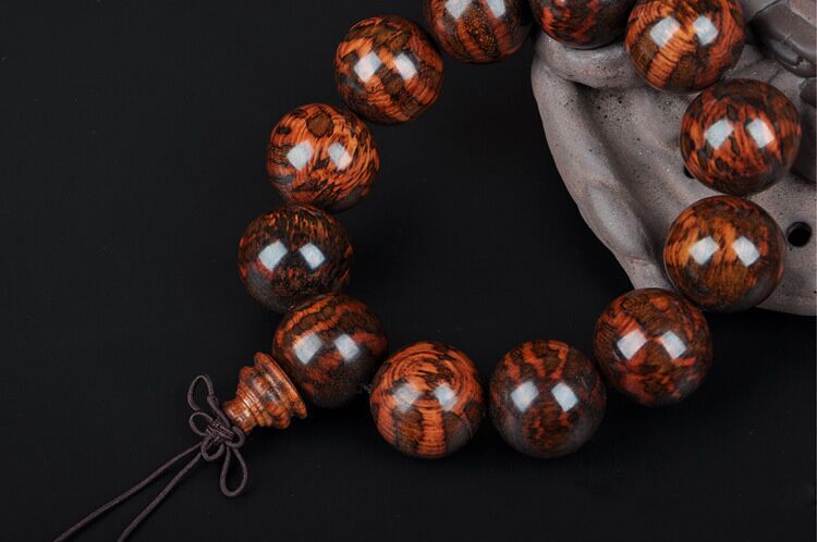 南美珍品蛇桑木满花料佛珠男手串手链 高密度堪比海南花梨蛇纹木