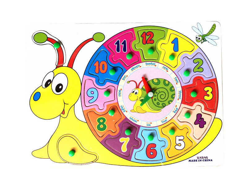 供应智力科教玩具 蜗牛时钟手抓拼图 儿童数字练习h038744