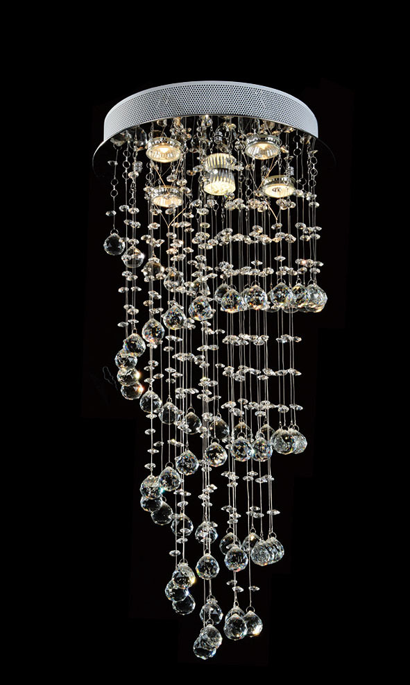 水晶吊线灯现代奢华大气高端水晶灯螺旋造型酒店大堂走廊楼梯用灯