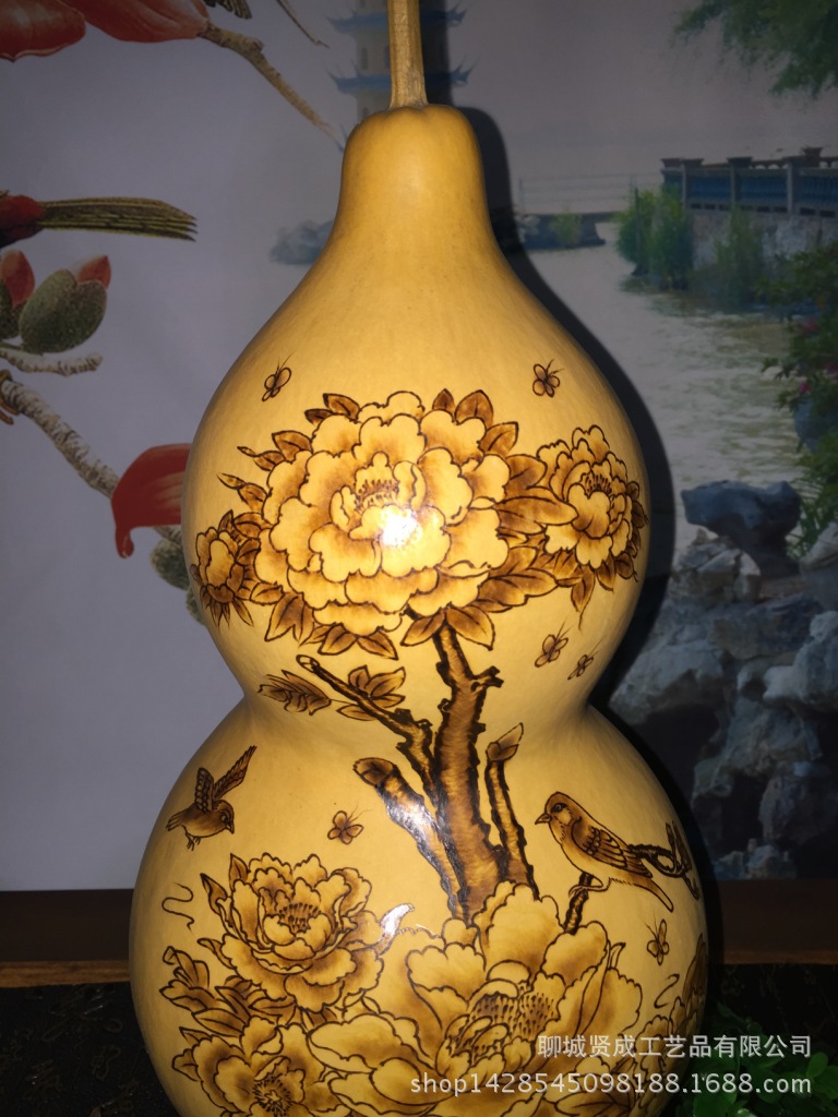 山东聊城烙画花开富贵大葫芦天然大号葫芦寓意春光长在富贵吉祥