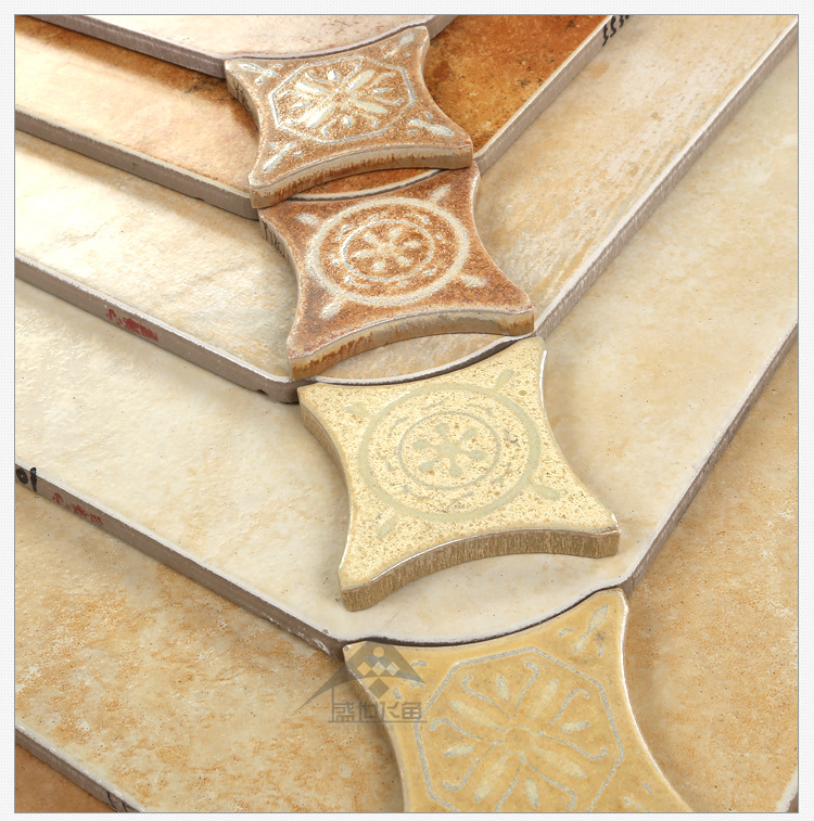 欧美式客厅地砖西班牙风格男园500x500mm淡雅色调圆角仿古地瓷砖-内