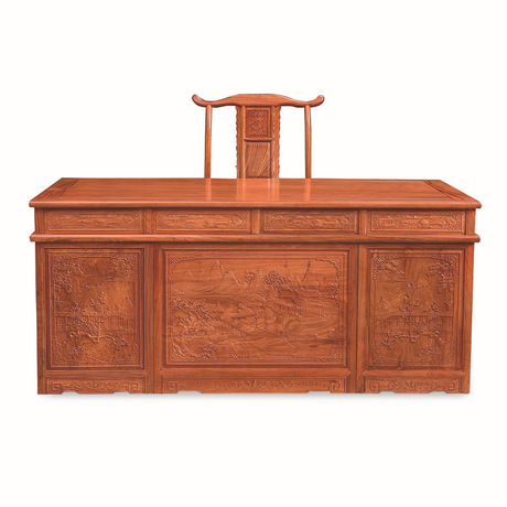 大班台 低价刺猬紫檀花梨木实木桌子 红木雕刻老板办公桌厂家定制