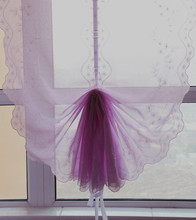工厂直供 韩式梦幻淡紫色刺绣提拉帘罗马帘窗纱窗帘