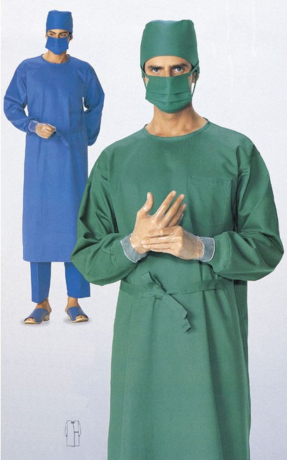 厂家直销纯棉手术衣手术室隔离衣刷手服长袖墨绿手术服