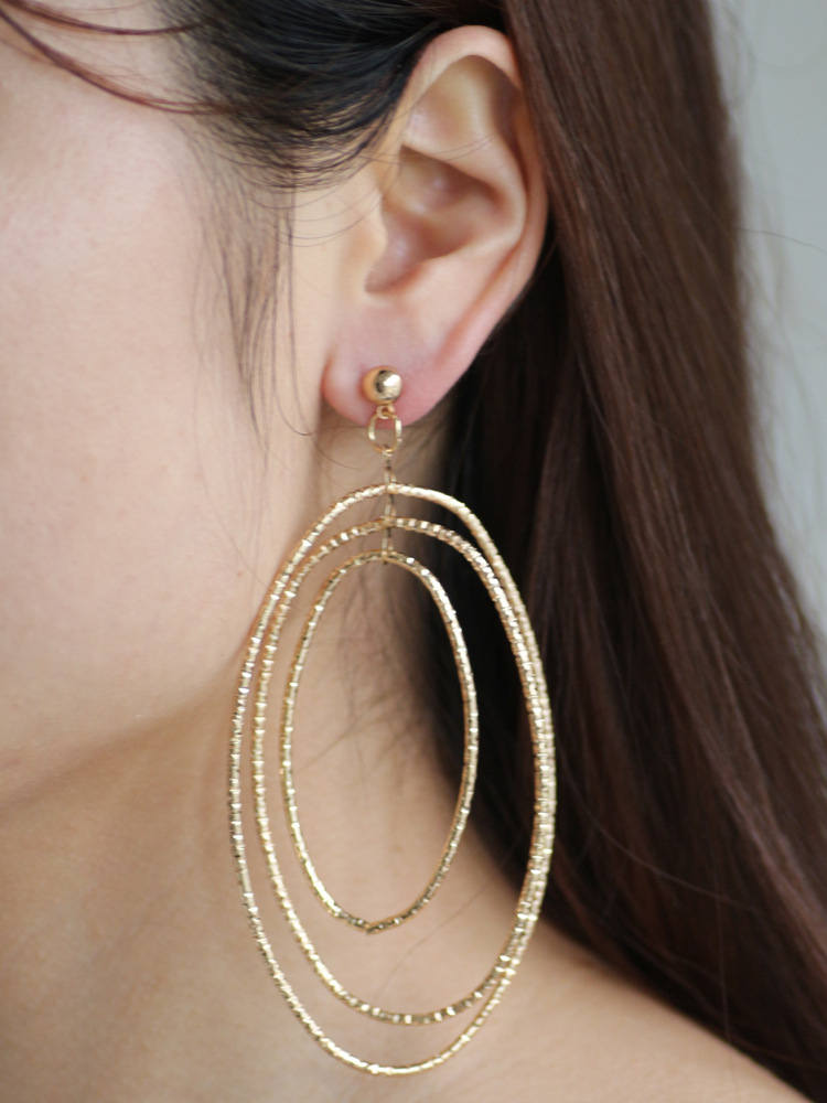 速卖通热销金属夸张大耳环 时尚夸张金色多层耳环 大圈欧美风大牌