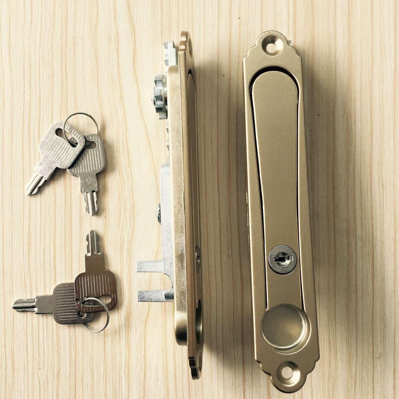 窗锁 纱窗锁 带钥匙隐形纱窗锁 自带传动杆拔叉 纱窗执手锁