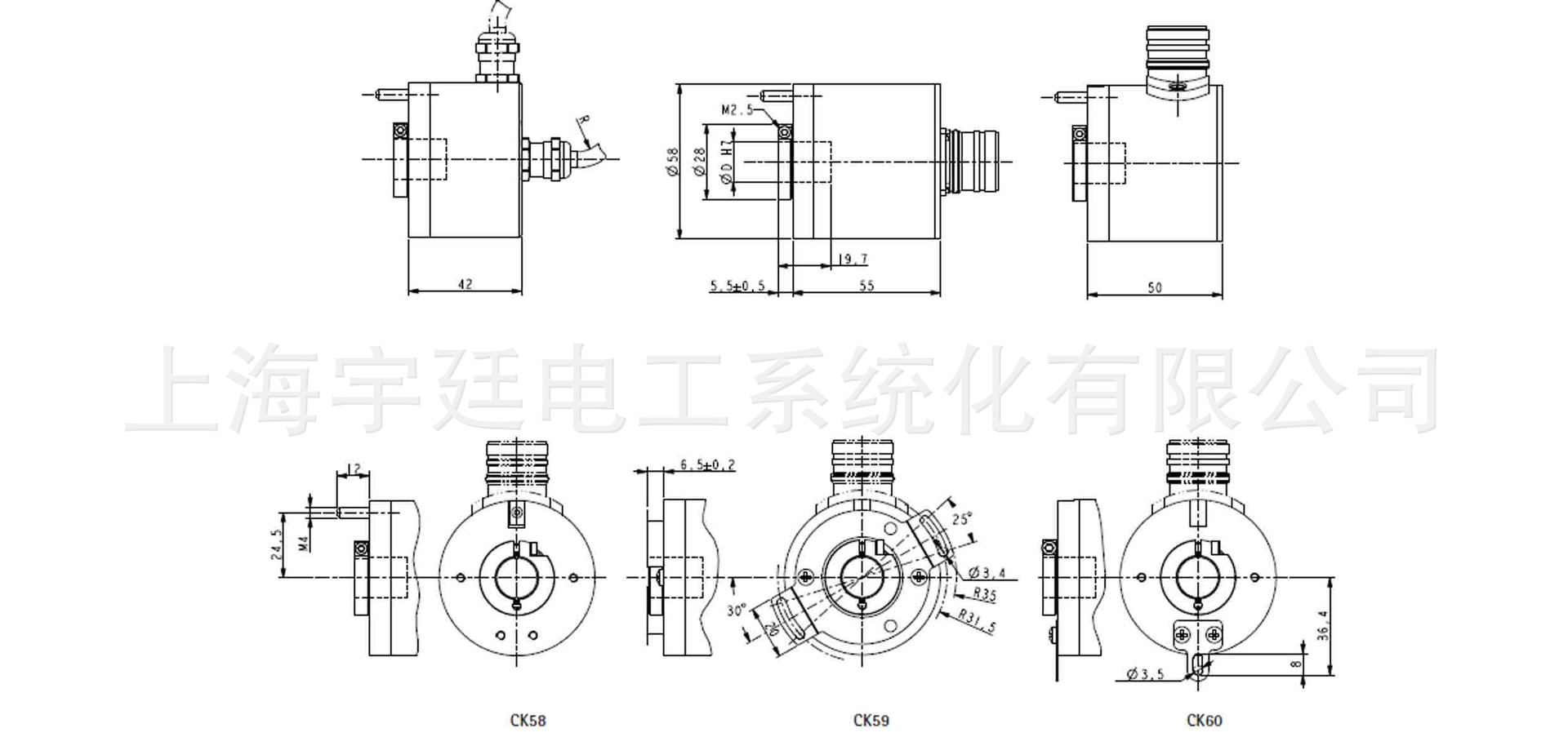 增量型盲孔半空心编码器系列CK58-Y-1000BND214R 进口编码器,LIKA编码器,意大利进口,LIKA中国总代,CK58