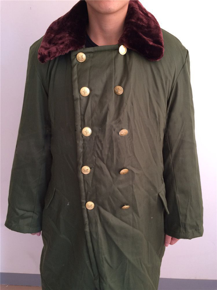 85式活套军大衣棉大衣 冬季中长款棉衣棉服 活套可拆卸翻领黄大衣
