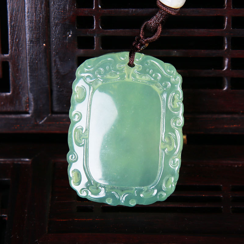 正品天然岫玉 玉石吊坠玉佩 长方形 玉器玉牌子男款挂饰厂家批发