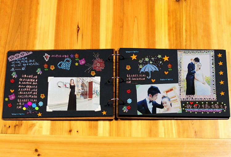 木质精雕16寸diy相册手工粘贴式宝宝成长纪念册儿童情侣影集