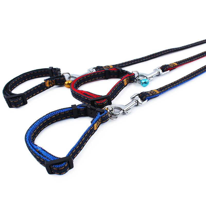 品质货源 牛仔缝布宠物胸背带 狗用牵引绳 加厚耐磨 宠物用品混批