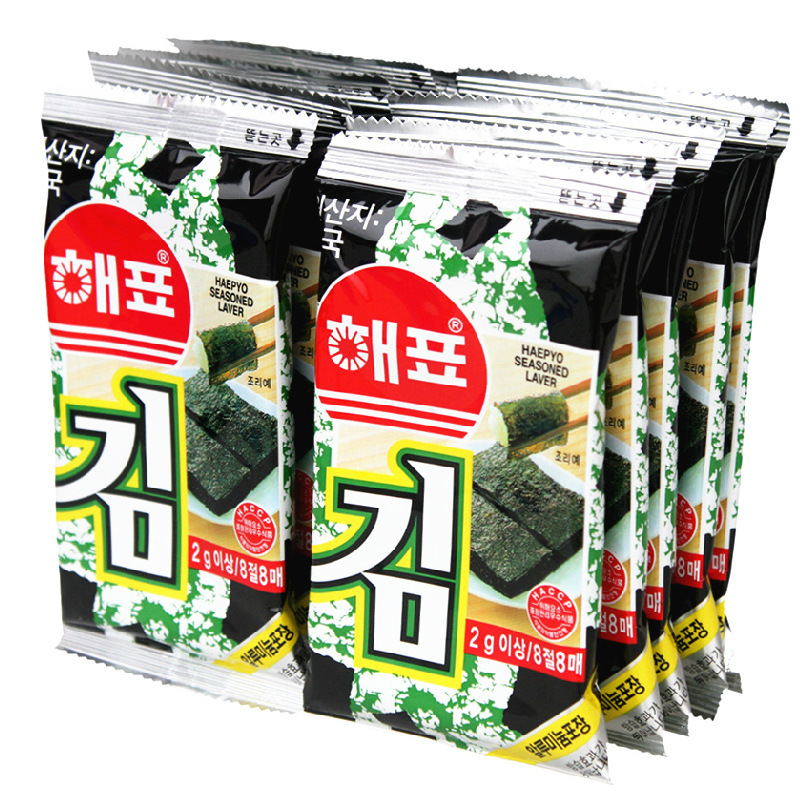 韩国进口食品  进口零食海苔 海飘海苔  海牌海苔 包饭海苔2g*8*4