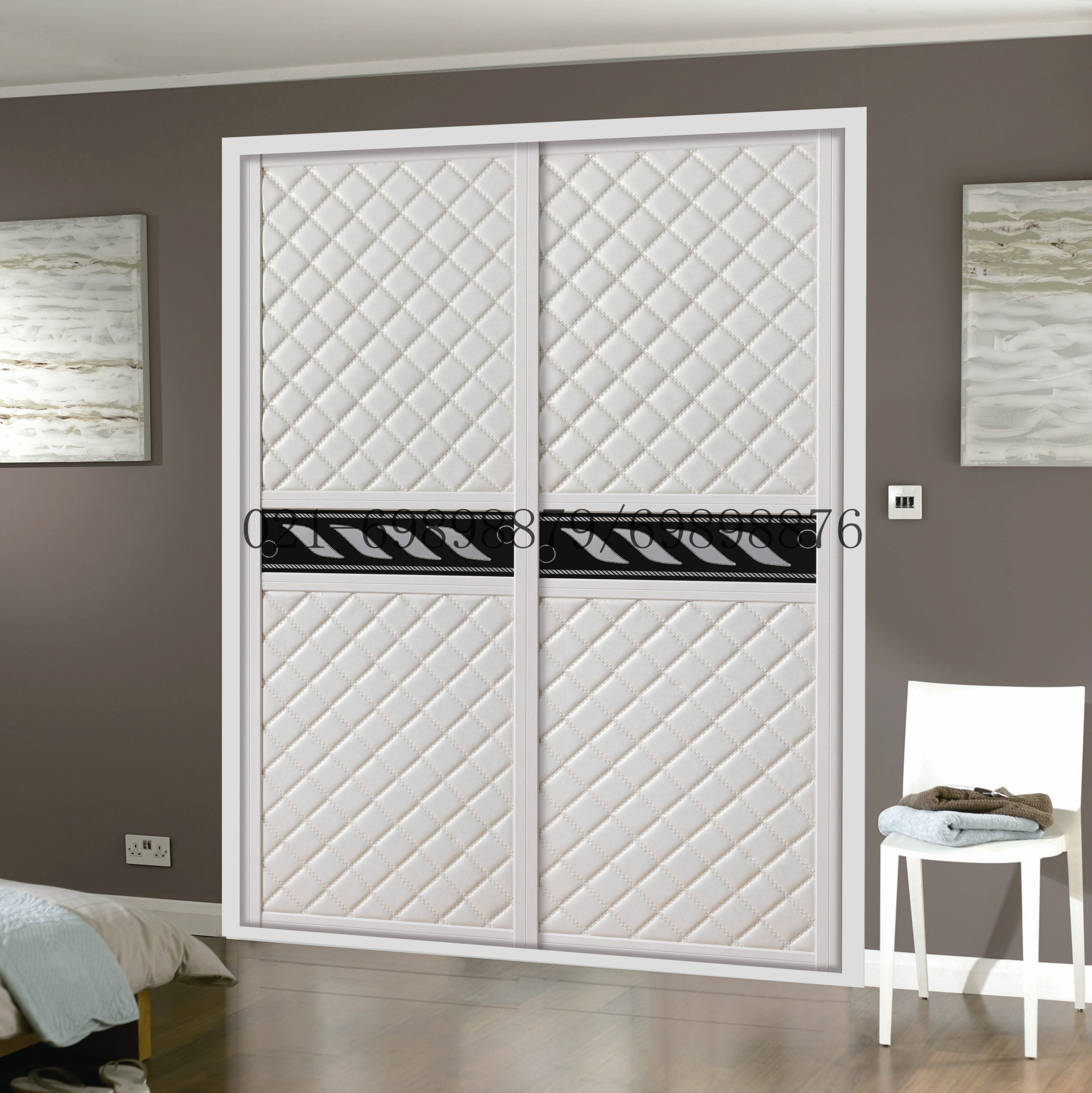 伊贝兹衣柜移门皮革软包推拉门现代时尚皮纹移门厂家批发07