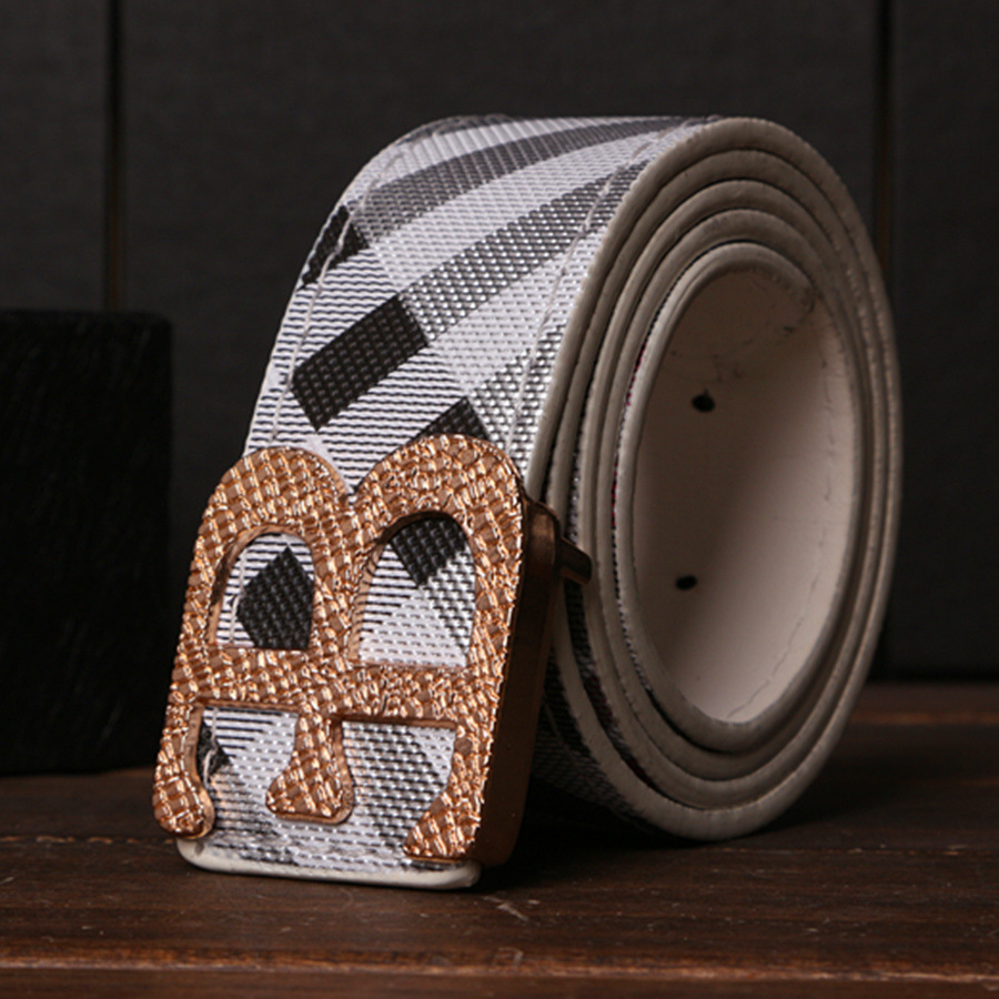 b字皮带 巴宝格子皮带 外贸爆款w