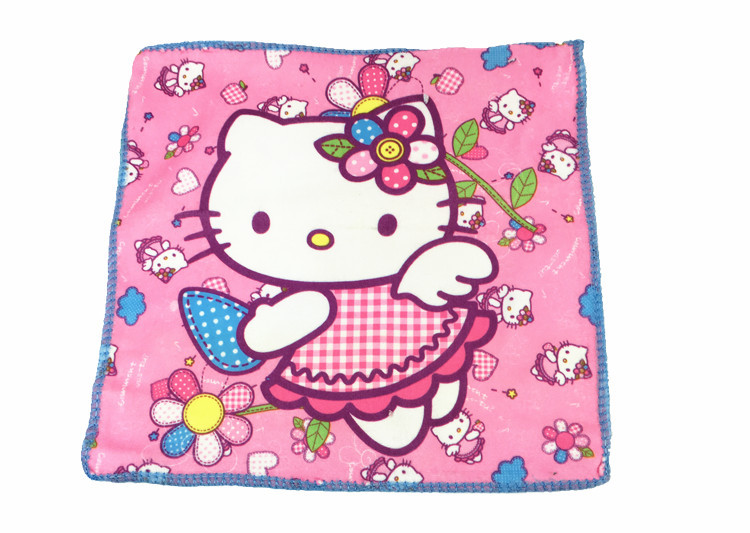 超细纤维磨毛热转移卡通图案印花儿童小手帕赠品口水巾不掉色