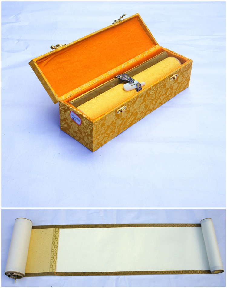精品宣纸手卷 手工檀皮精裱卷轴长卷 高档手卷 30cm*5m 锦盒装