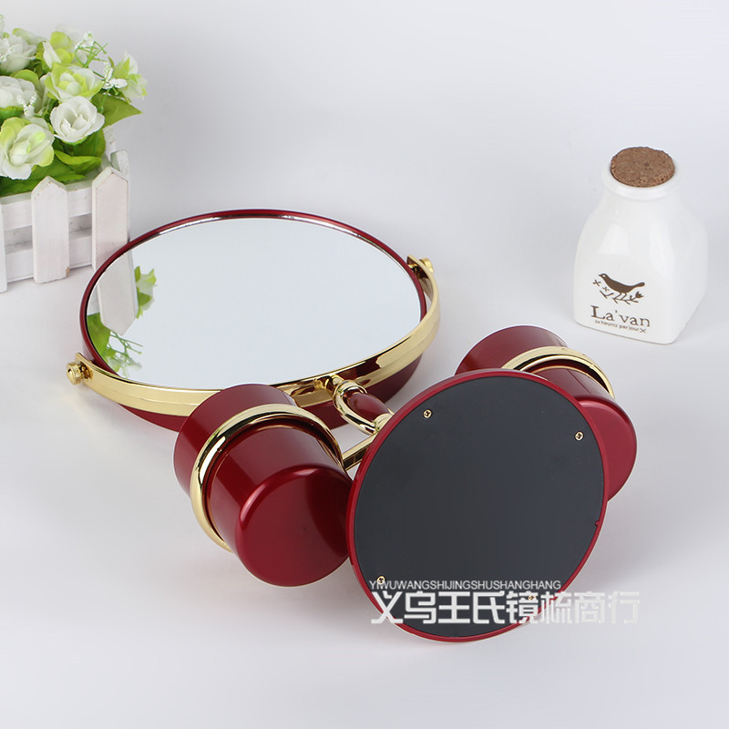 New European High-End Golden Edge Makeup Mirror Desktop round Mirror Creative Jewelry Storage Multi-Functional Double-Sided Makeup Mirror