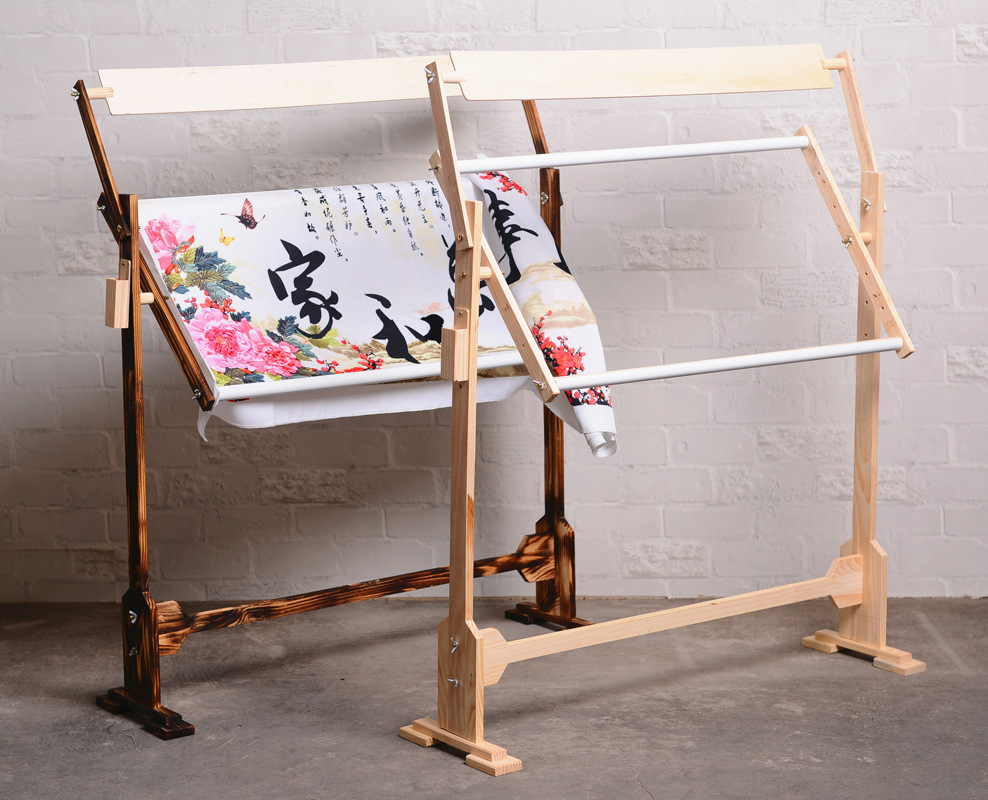 立式大号实木十字绣架绣框绣棚高度可调十字绣赠品淘宝代发绣花架