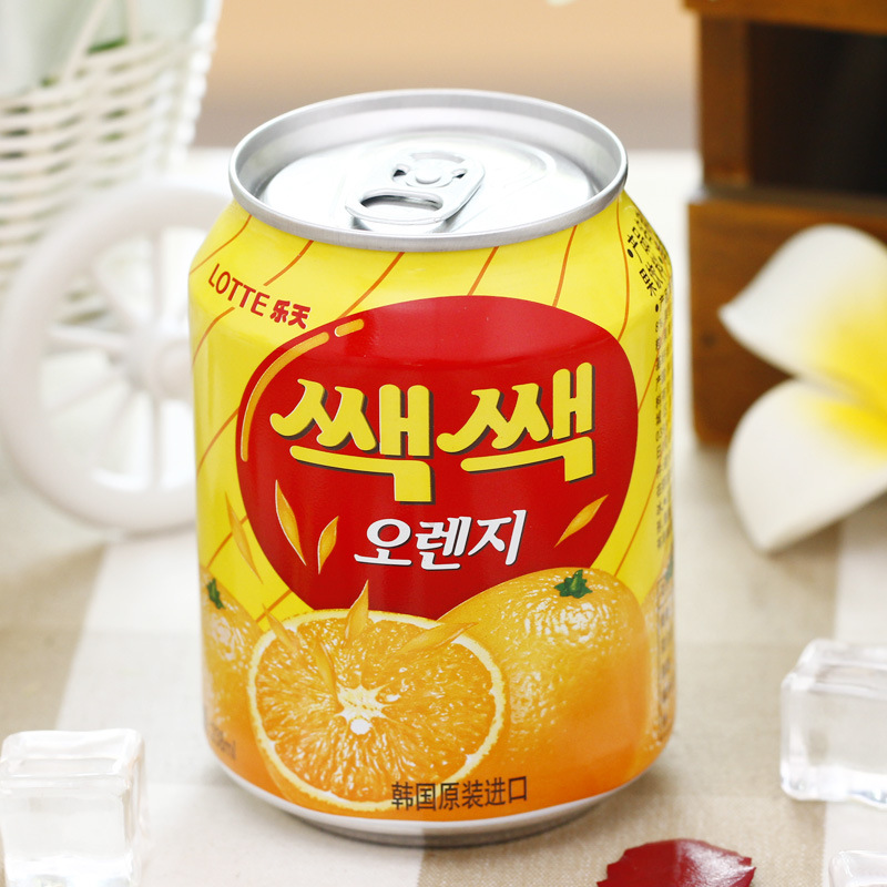 韩国进口食品乐天粒粒果肉橙子汁休闲饮料果汁238ml(1701*12)